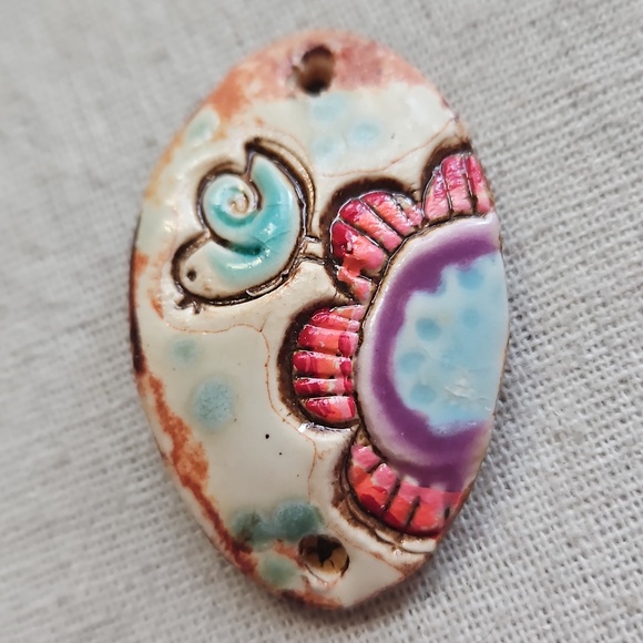 Colorful Artisan Ceramic Inspirational Bracelet Connector Blue Bird - Picture 1 of 5